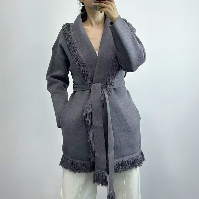 Wool Coat Peacoat - Cardigan da donna in maglia di